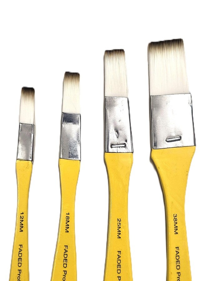 Faded 4 Piece Flat Synthetic Wash Paint Brushes - Handmade Professional Artist Painting Brush Set for Acrylic, Watercolor & Gouache Painting Wide Brush Set (Sizes 12mm, 18mm, 25mm, 38mm) - Image 5